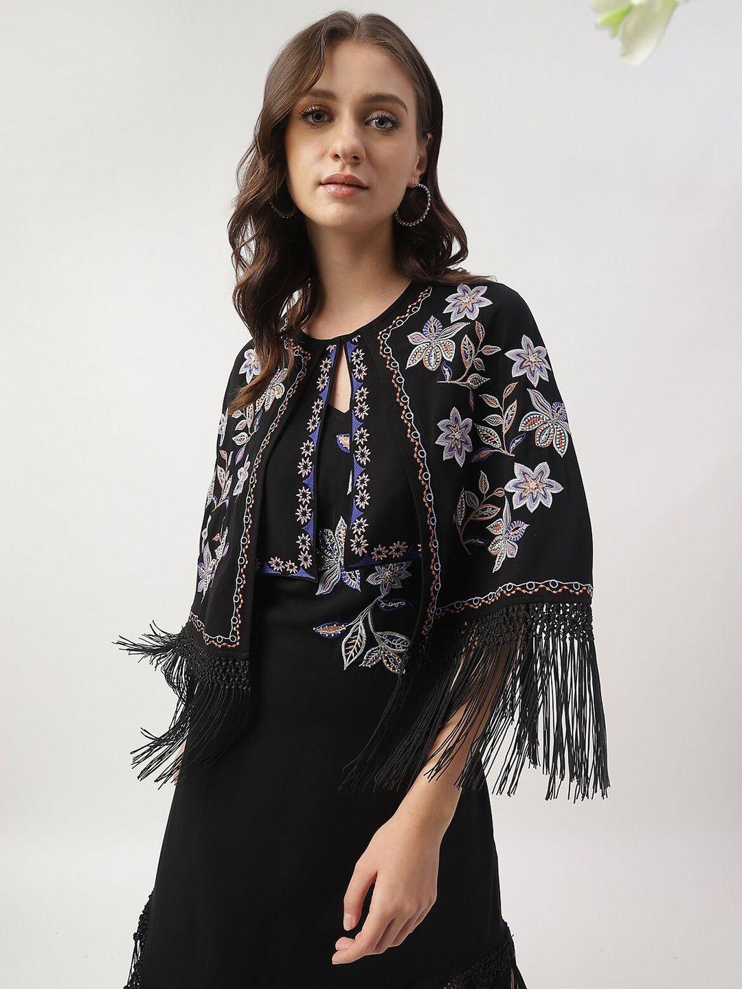 marks & spencer floral embroidered fringed crop jacket