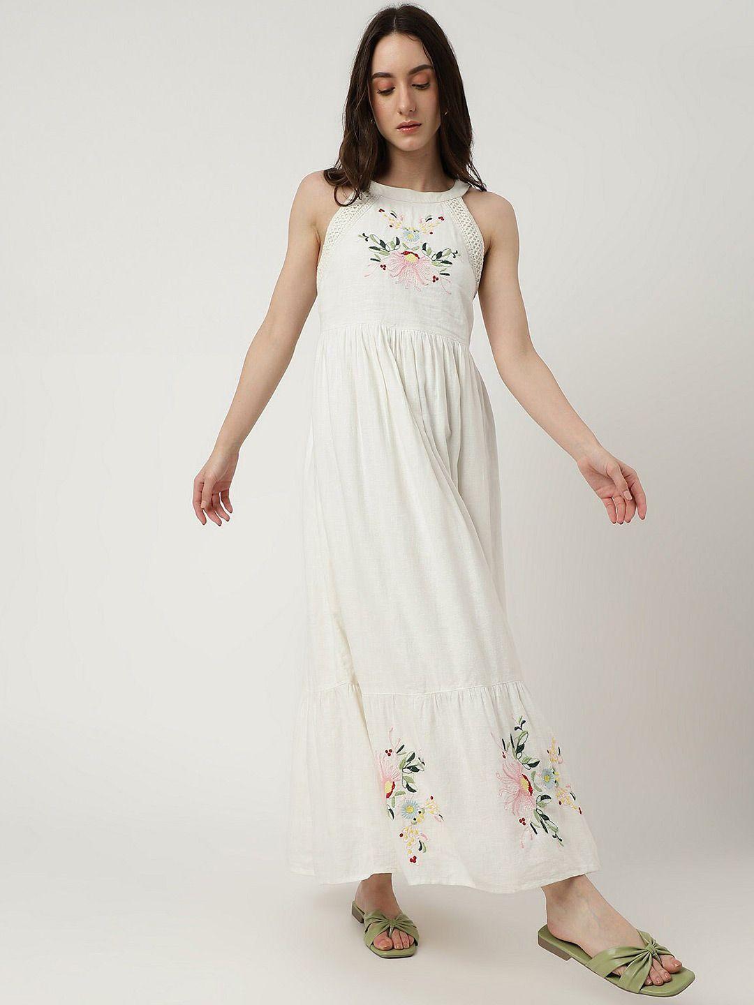 marks & spencer floral embroidered sleeveless maxi dress