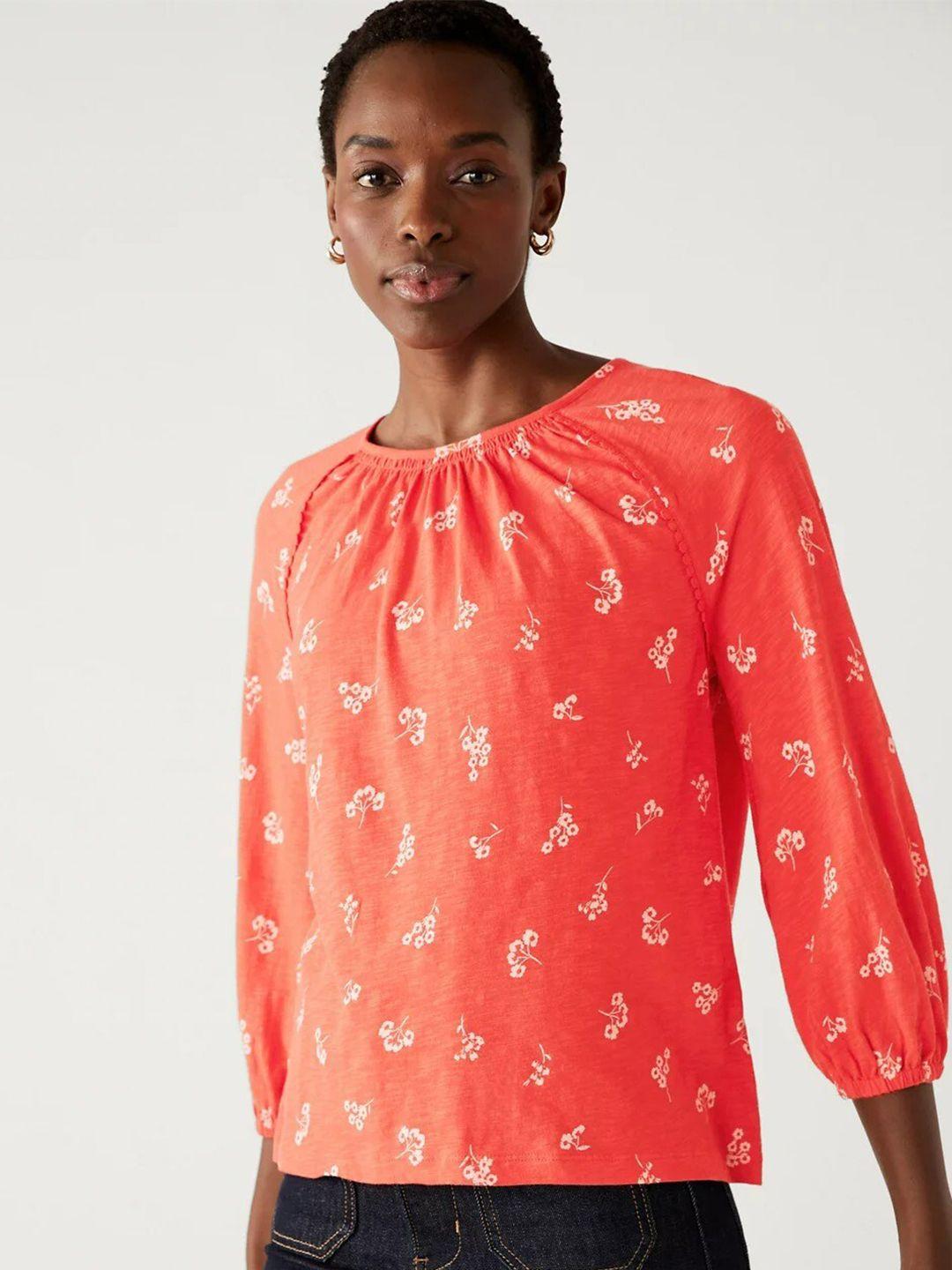 marks & spencer floral print cotton top