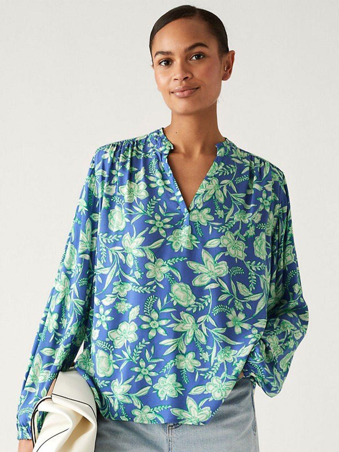 marks & spencer floral print shirt style top