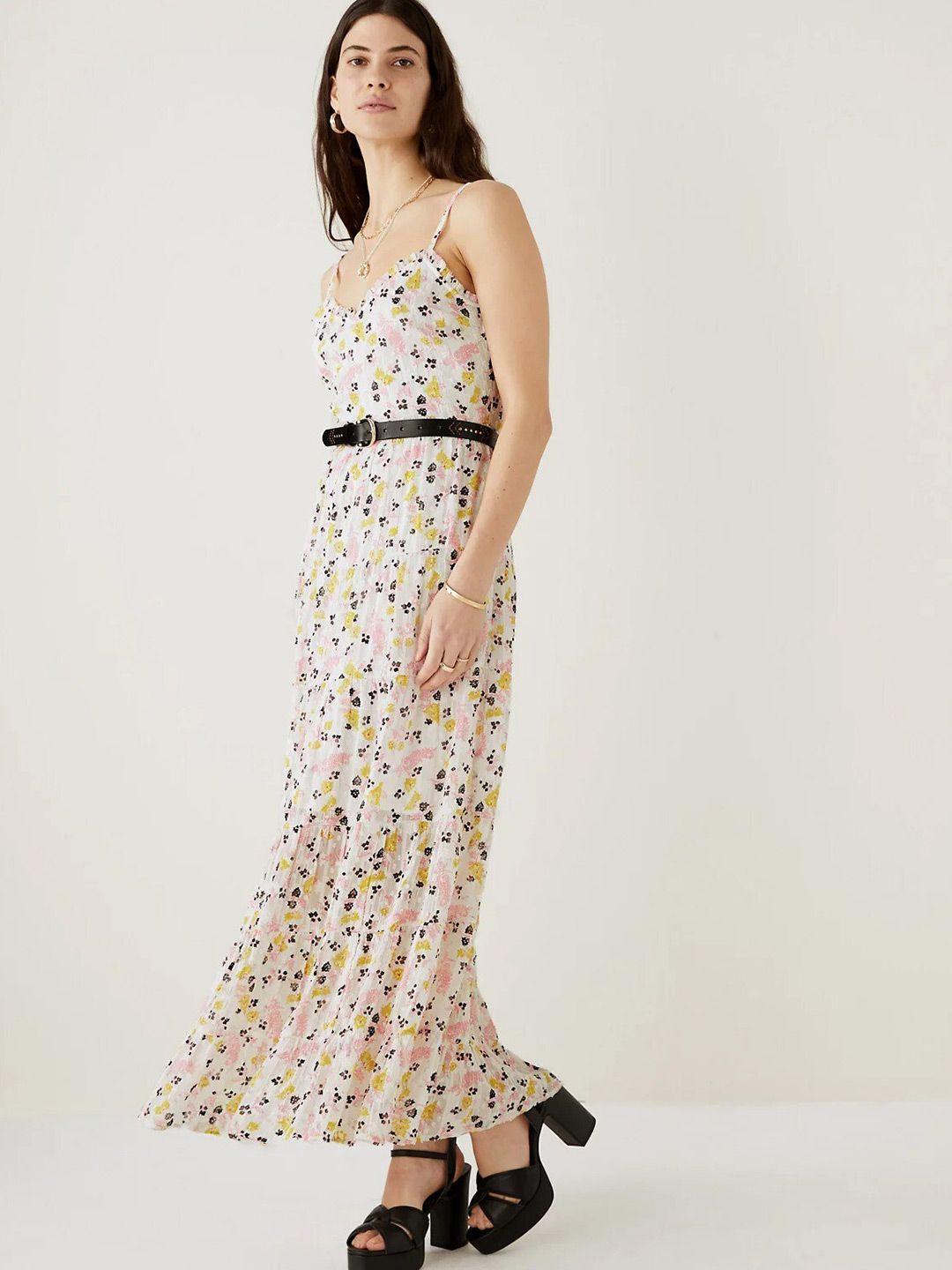 marks & spencer floral print shoulder strap fit & flare maxi dress