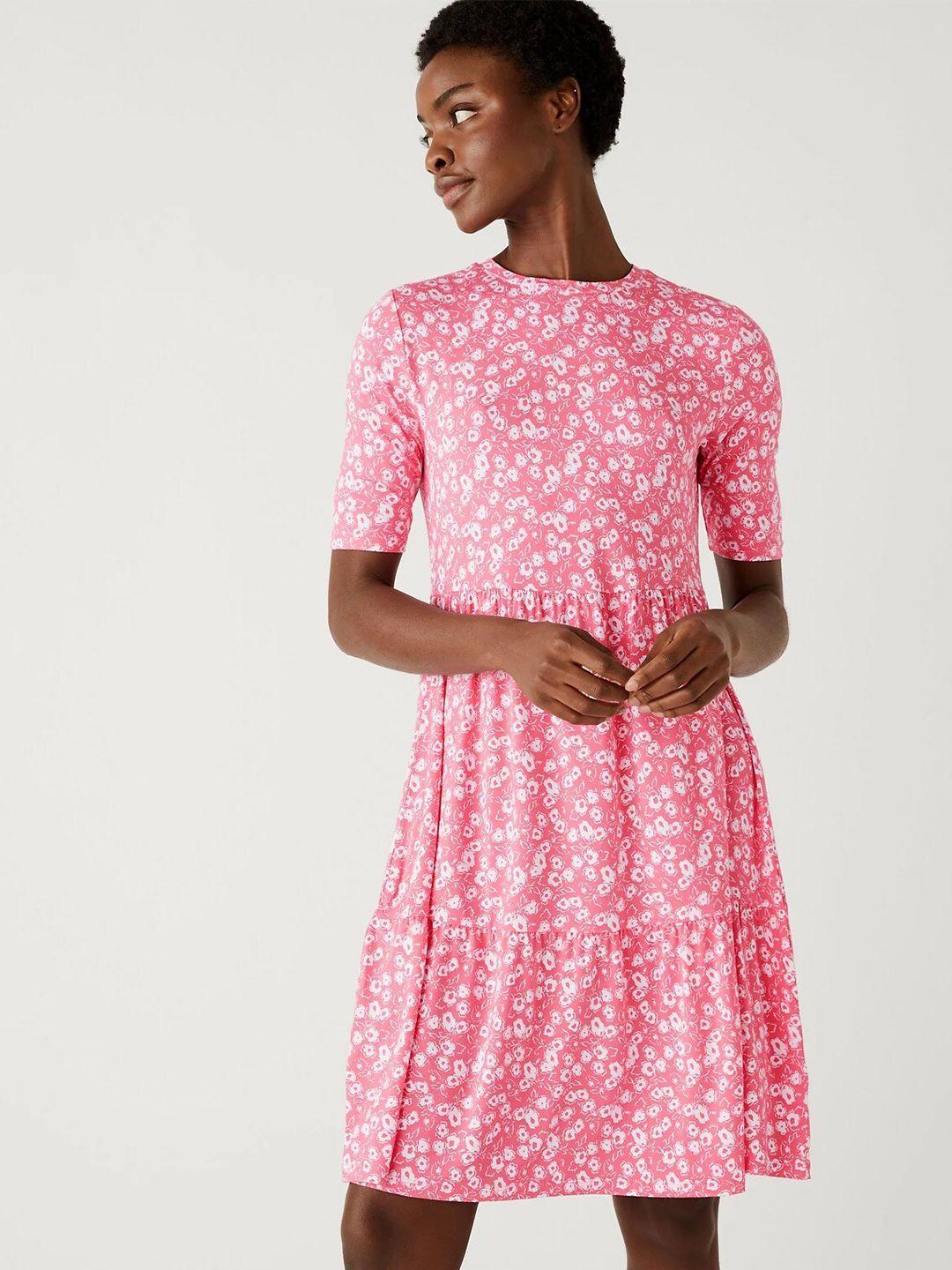 marks & spencer floral printed a-line dress