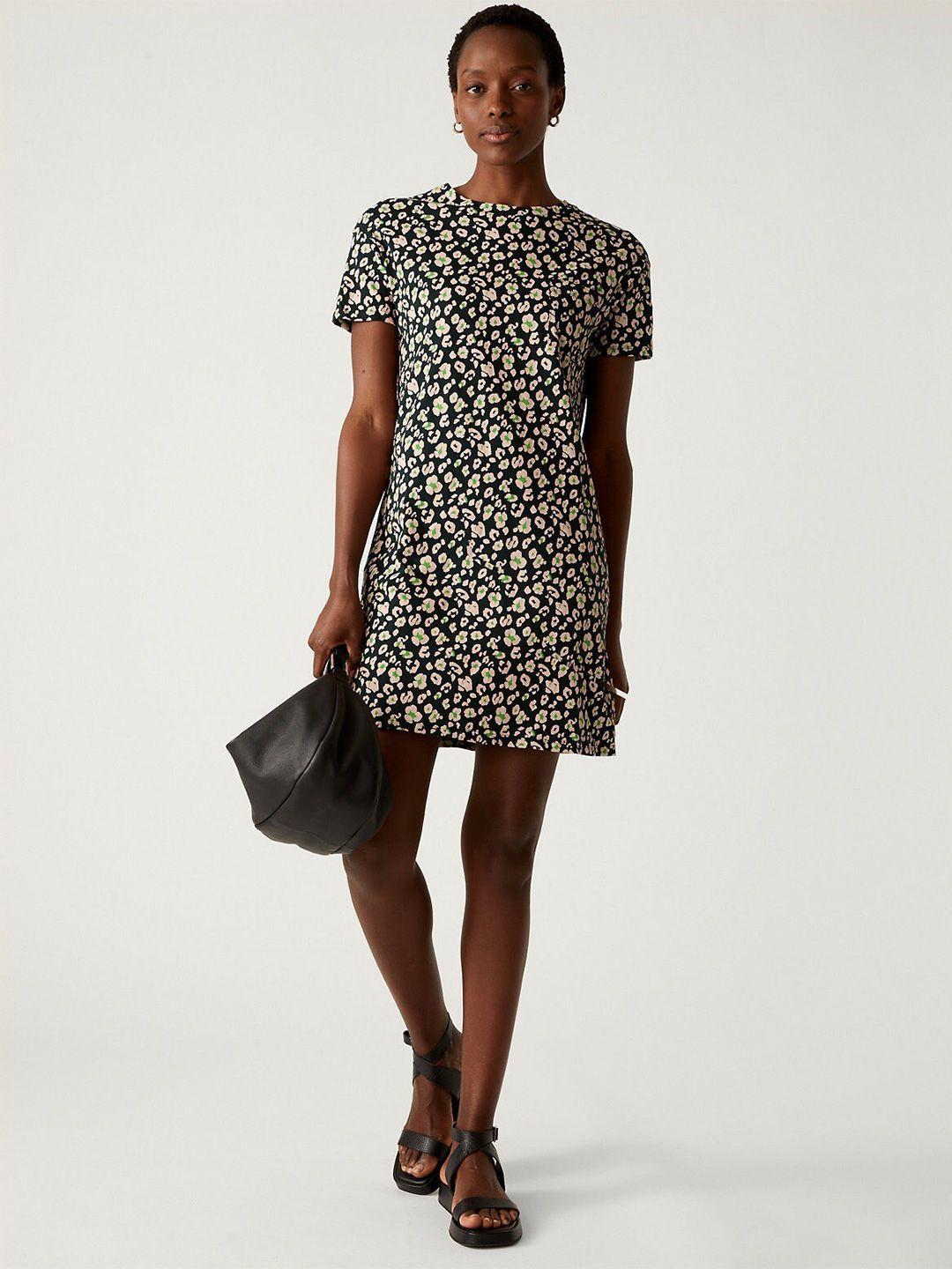 marks & spencer floral printed a-line mini dress