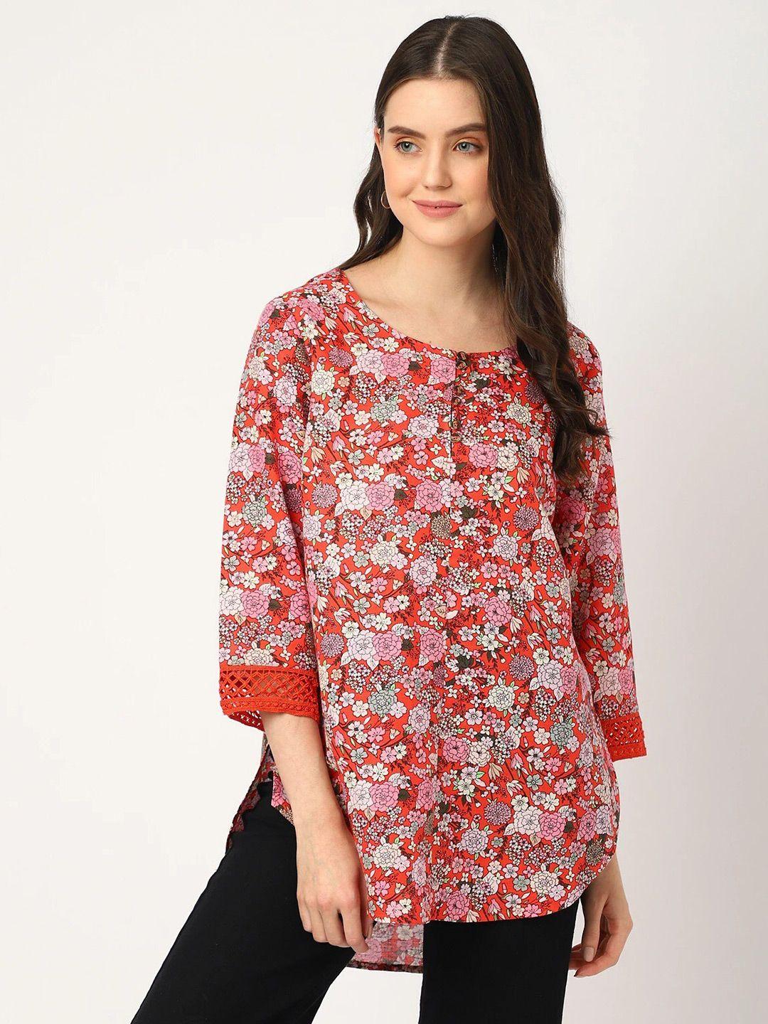 marks & spencer floral printed cotton top