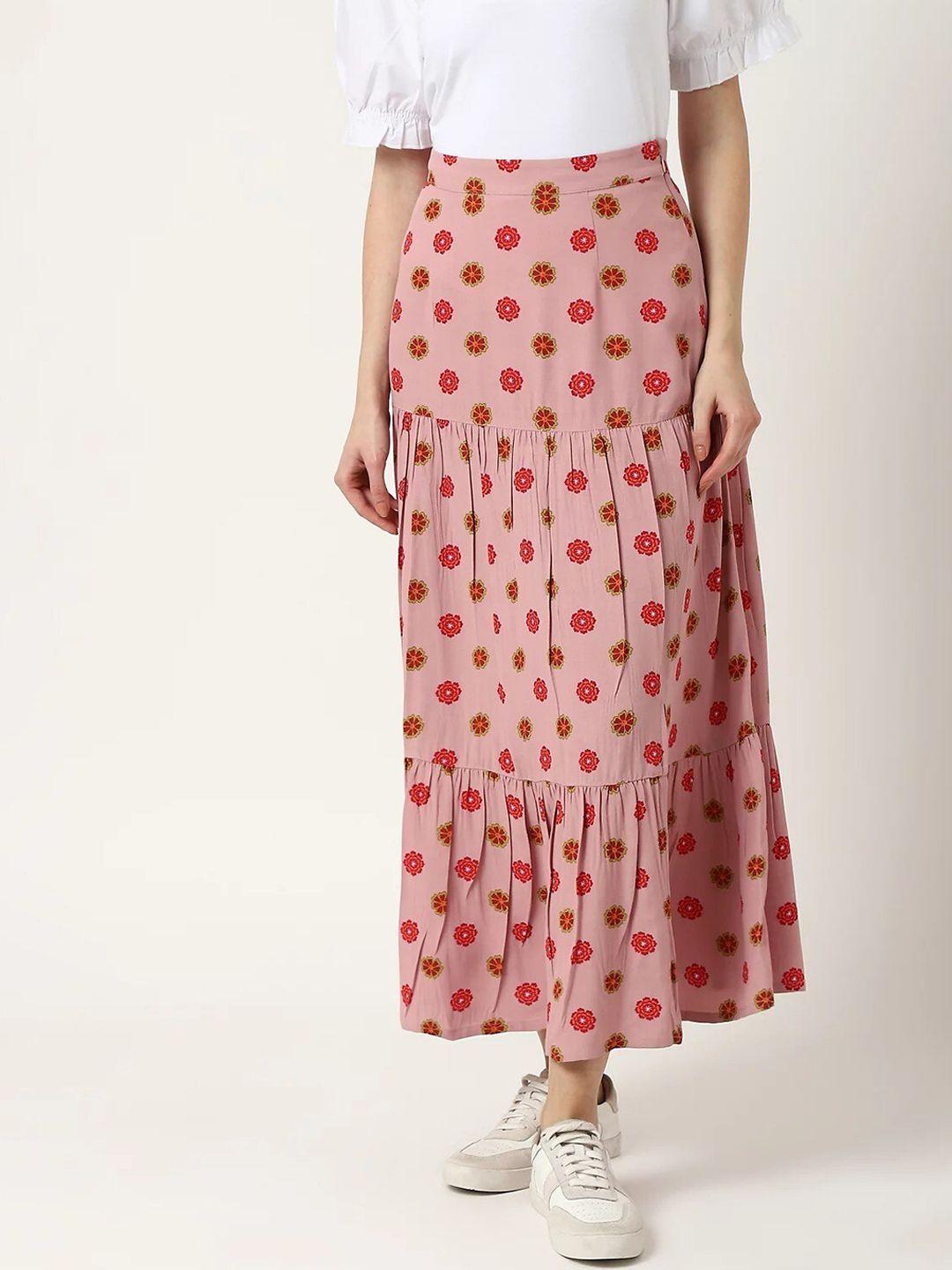 marks & spencer floral printed maxi-length skirt