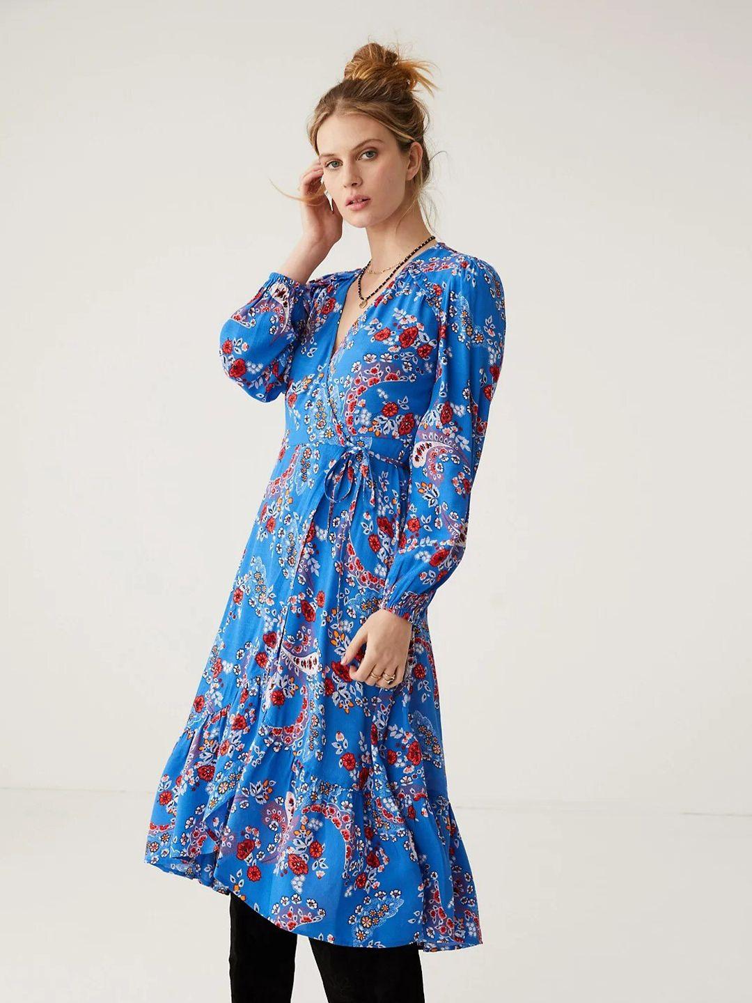 marks & spencer floral printed midi wrap dress