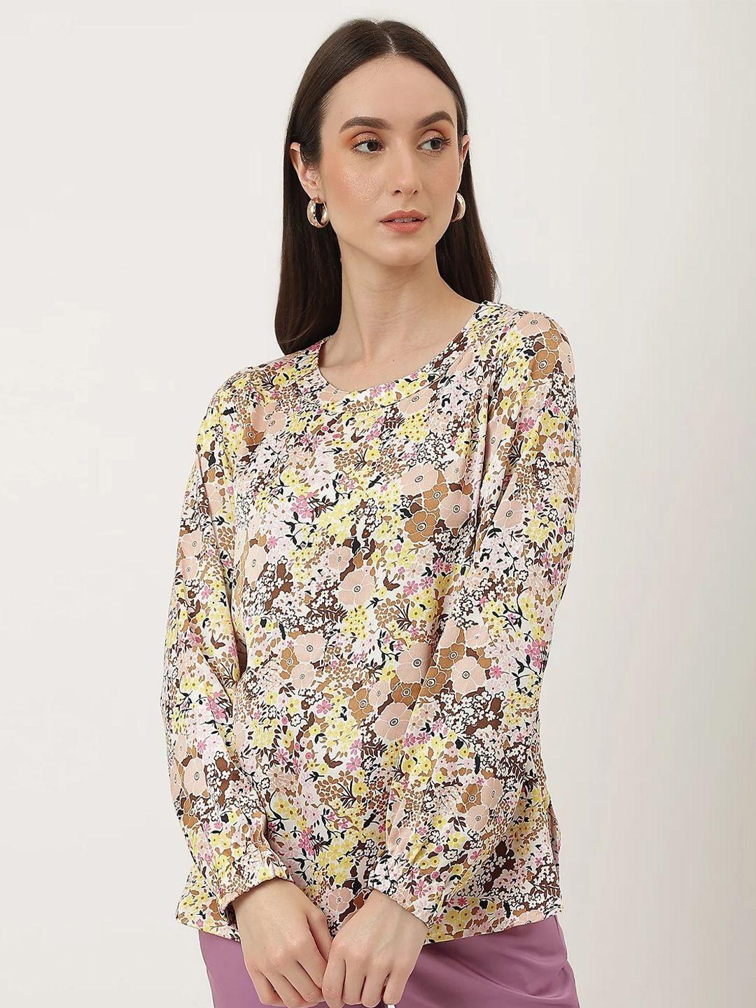 marks & spencer floral printed puff sleeve regular top