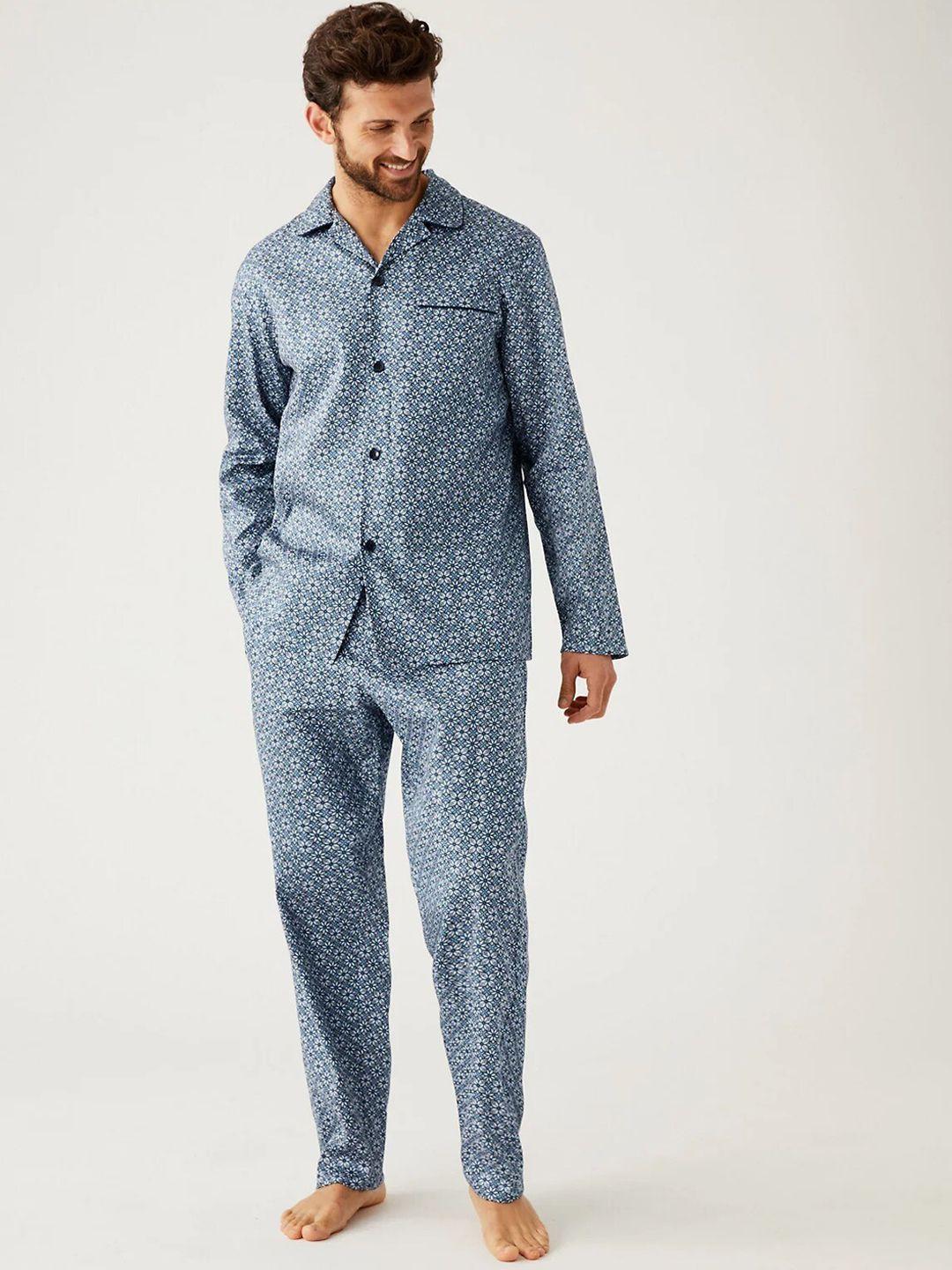 marks & spencer floral printed pure cotton night suit