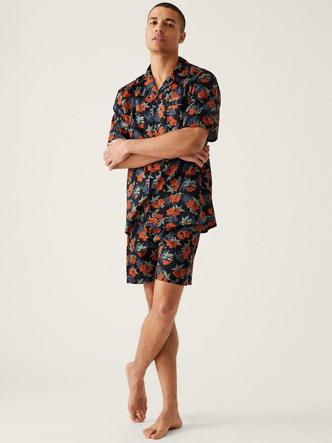 marks & spencer floral printed pure cotton night suit