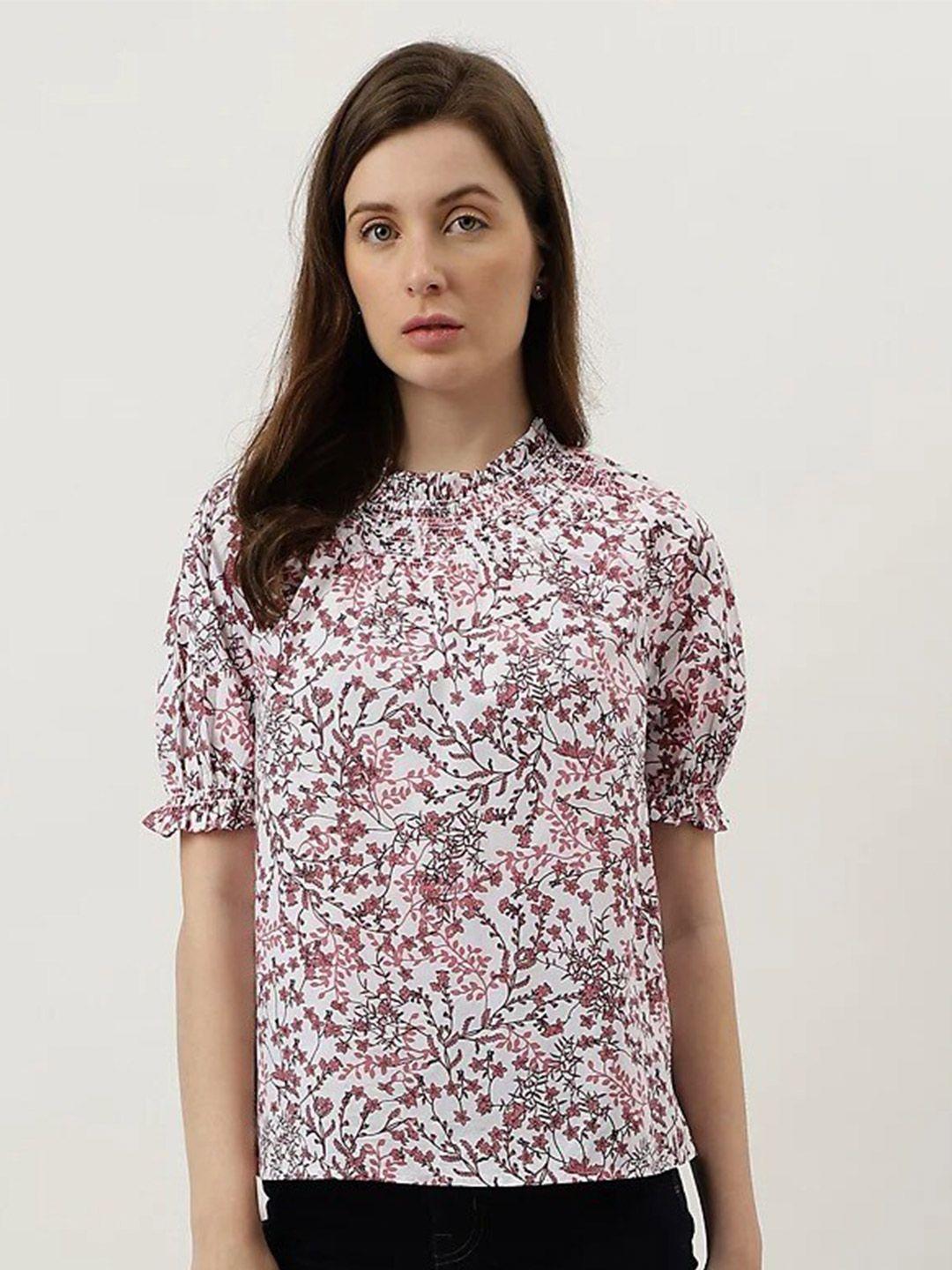 marks & spencer floral printed round neck short sleeves cotton top