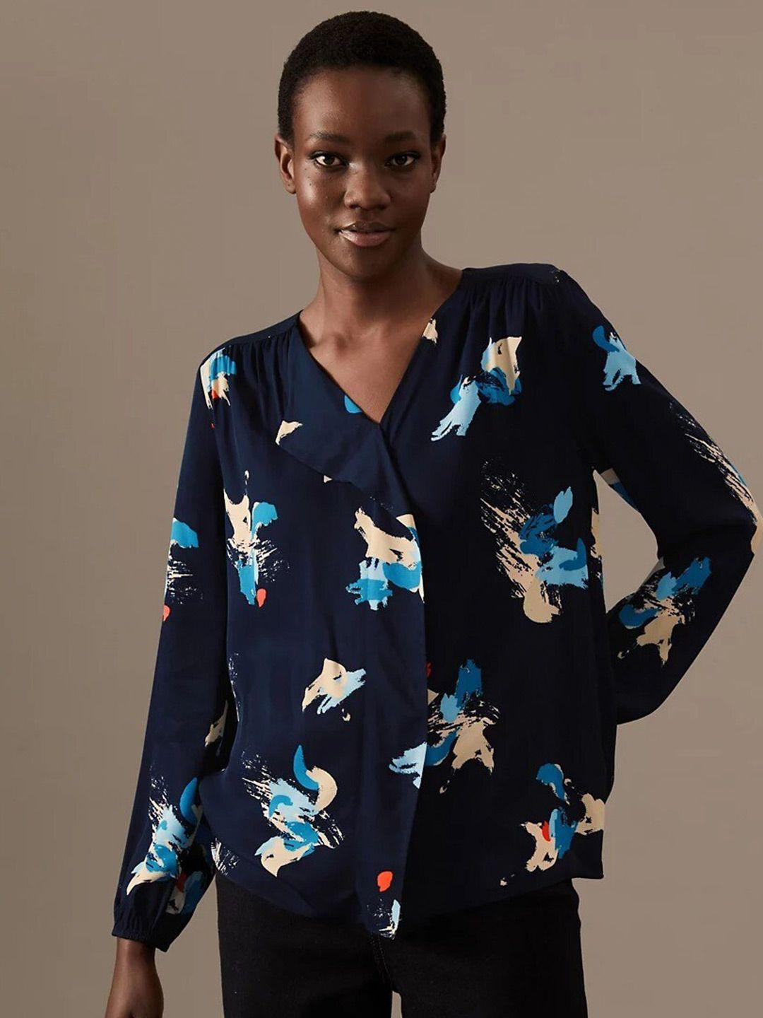 marks & spencer floral printed shirt style top