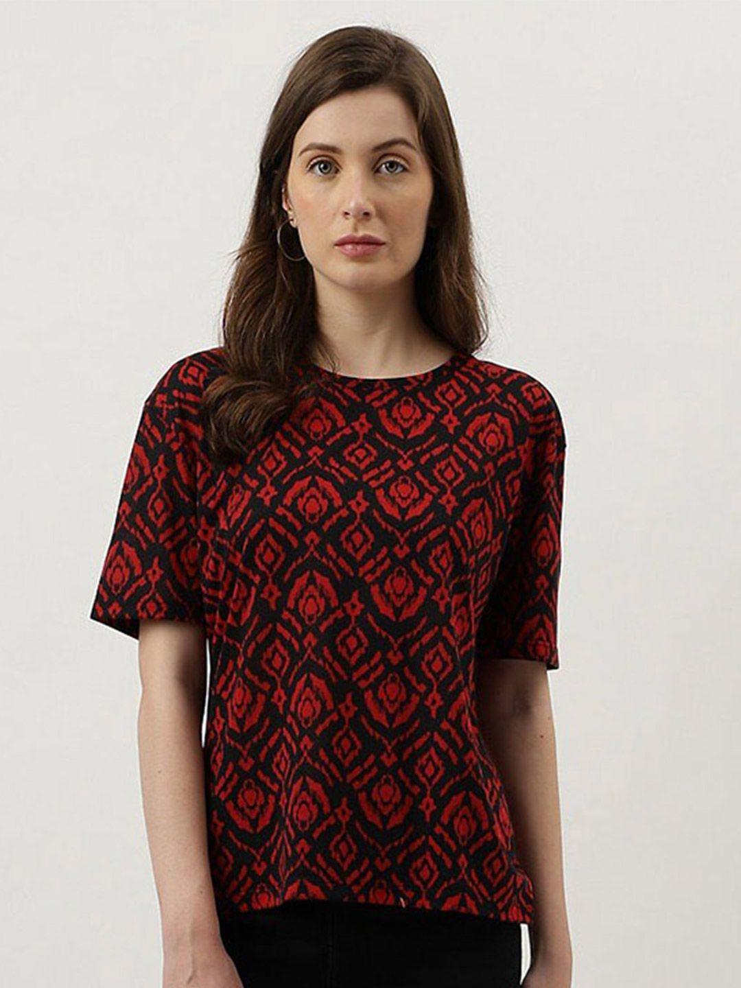 marks & spencer geometric print round neck casual top