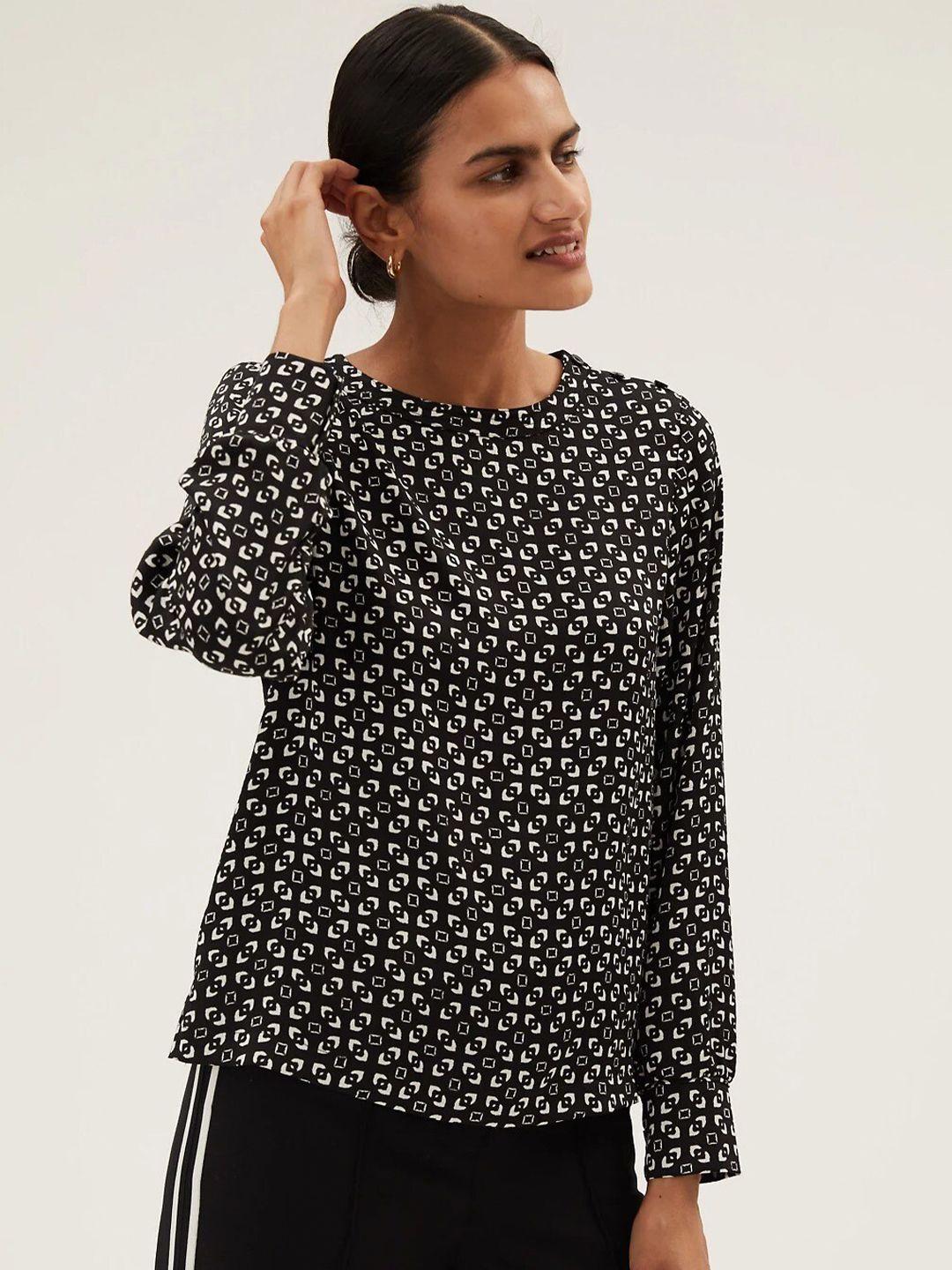 marks & spencer geometric print styled back top