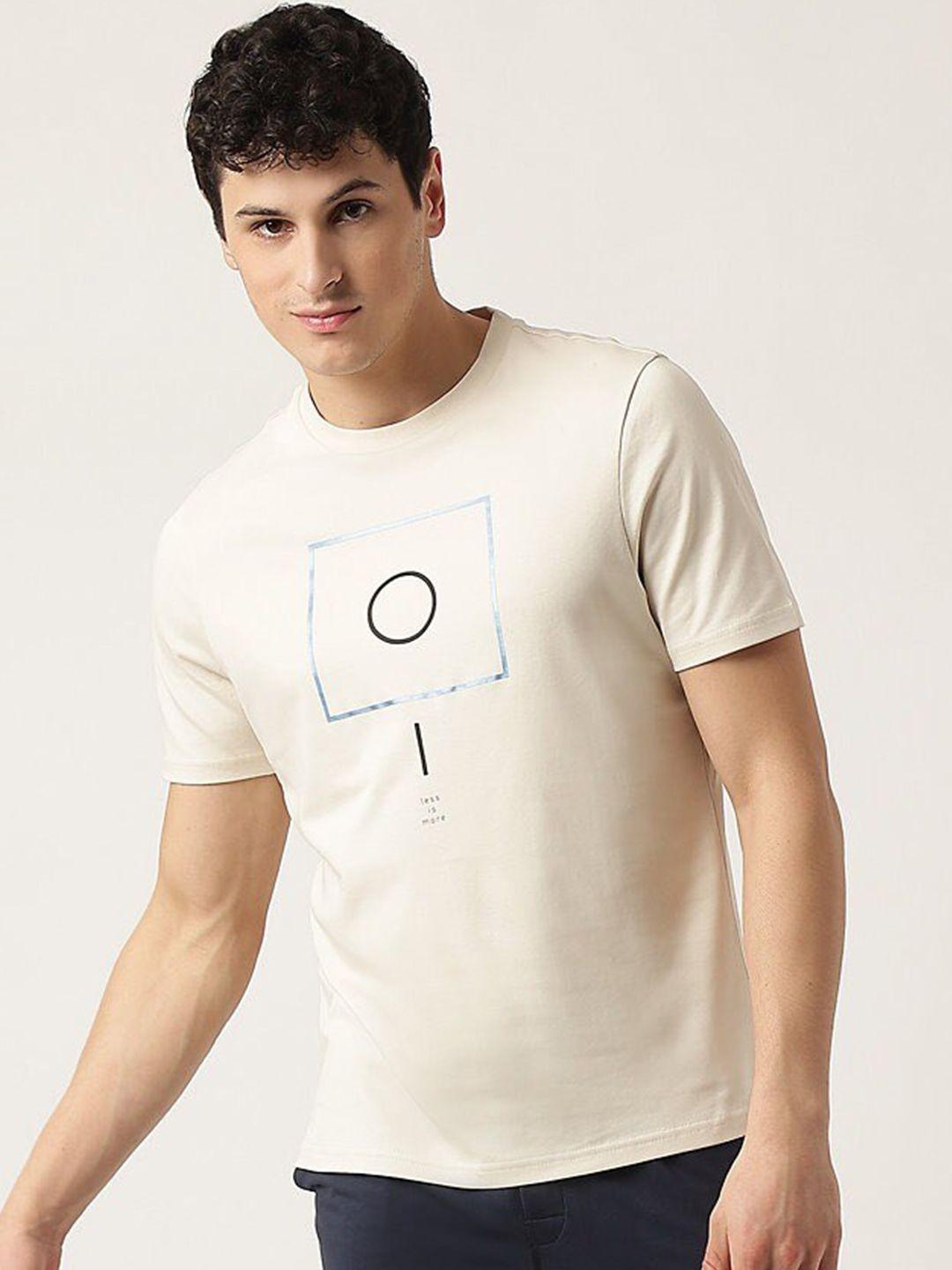 marks & spencer geometric printed round neck cotton regular t-shirt