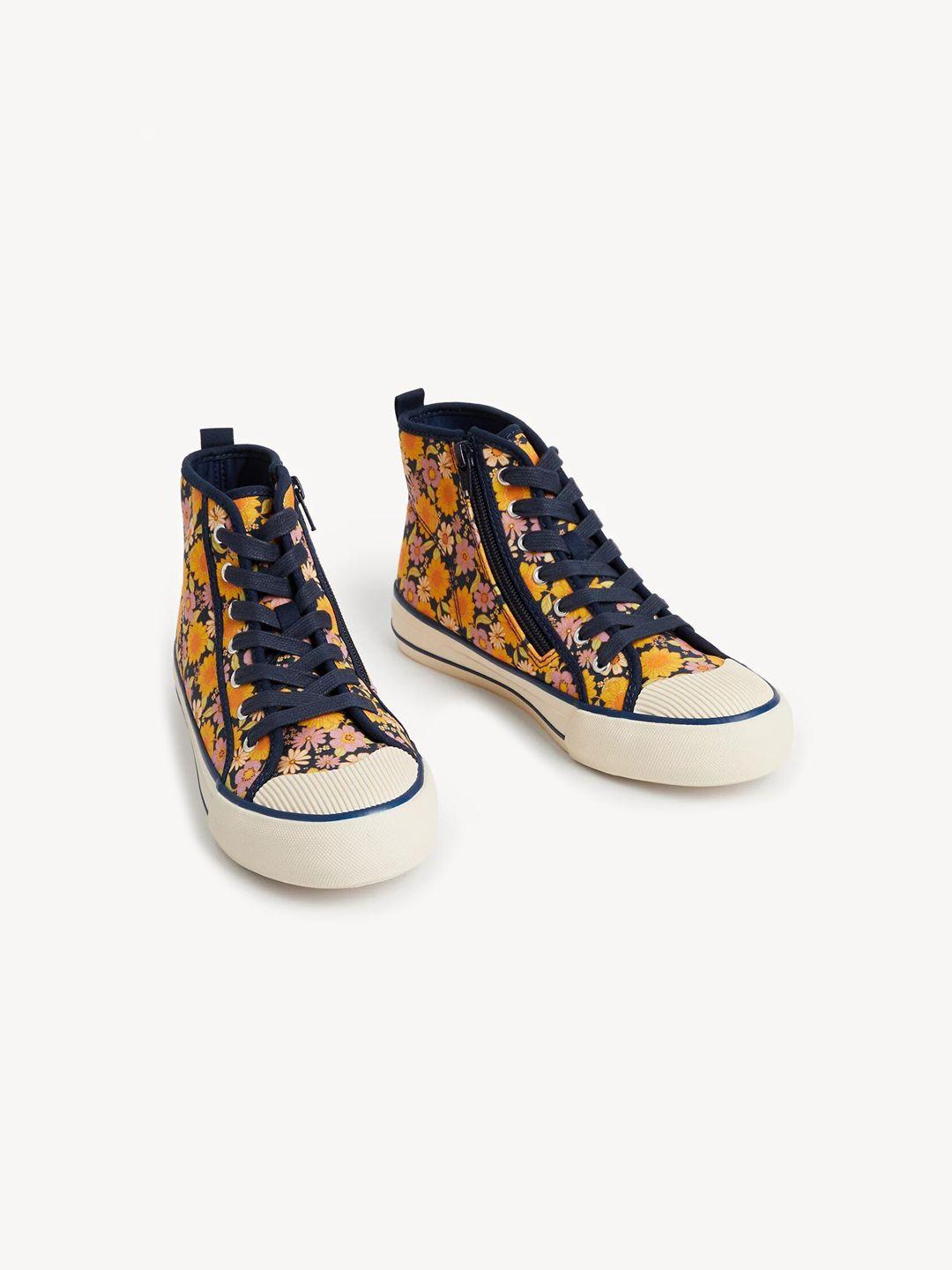 marks & spencer girls floral printed mid top sneakers