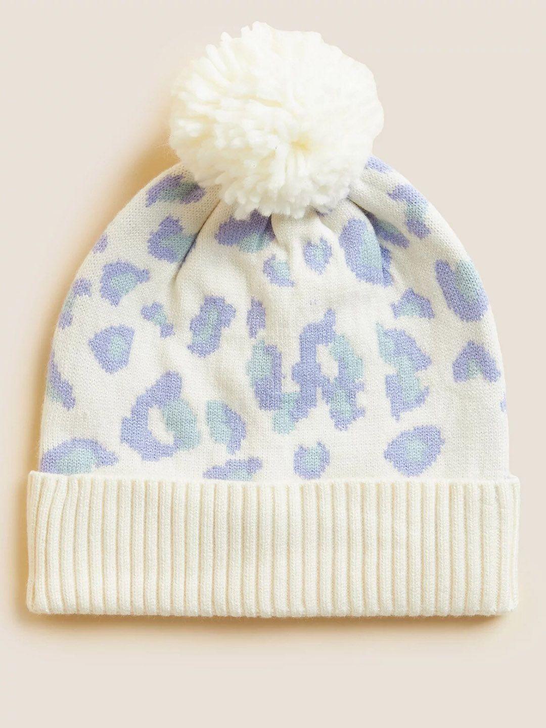 marks & spencer girls leopard printed beanie cap