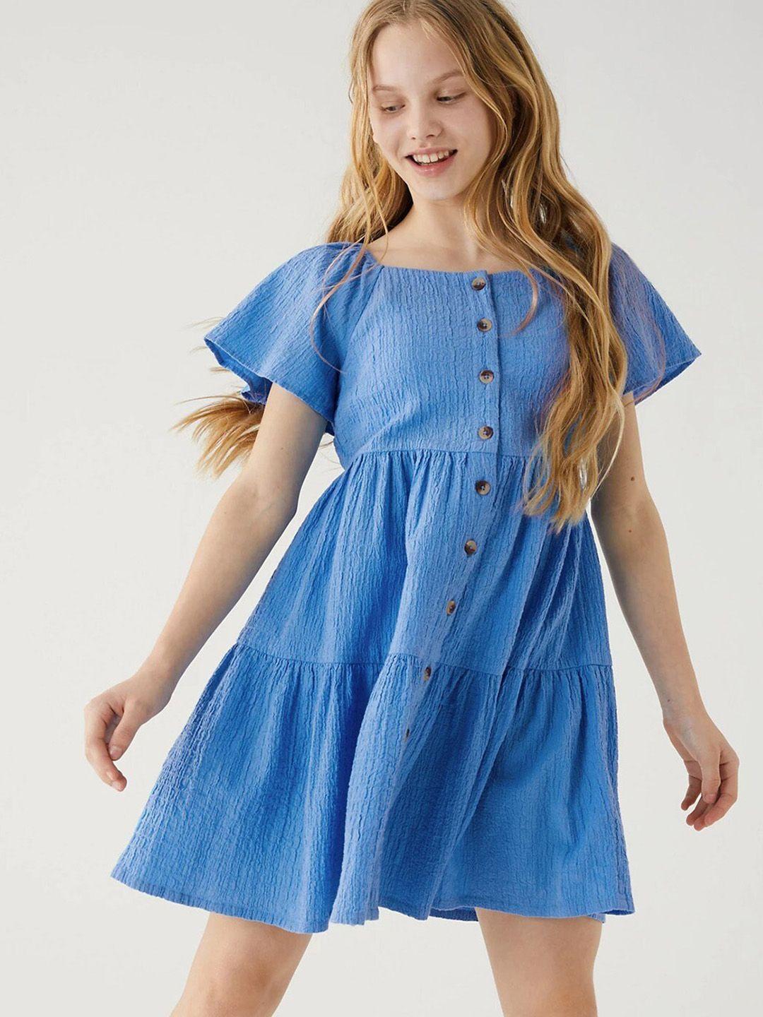 marks & spencer girls square neck flared sleeves gathers a-line dress
