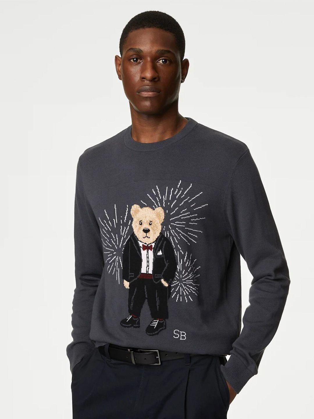 marks & spencer graphic printed pure cotton pullover sweater