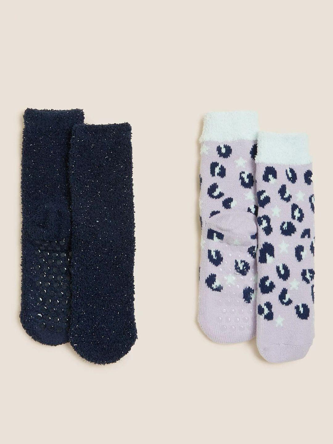 marks & spencer kids pack of 2 patterned above ankle-length socks