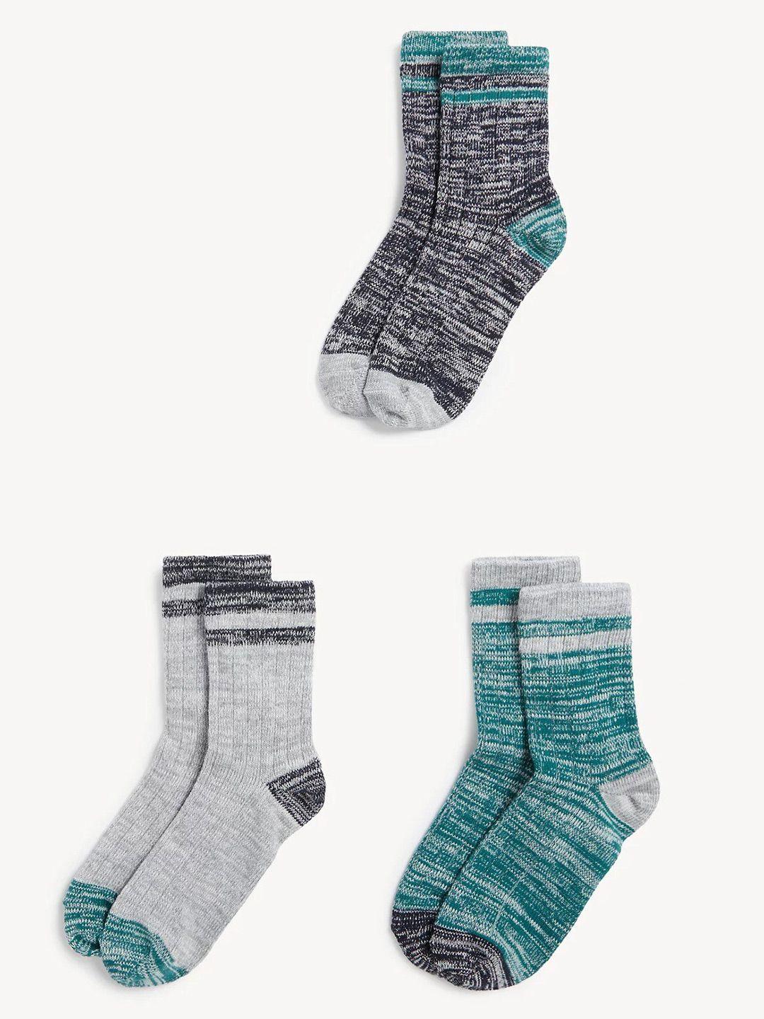 marks & spencer kids pack of 3 colourblocked calf-length socks
