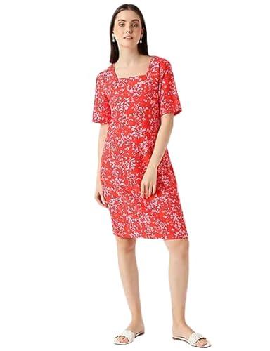 marks & spencer linen mix floral square neck dress t523508kred mix (s)