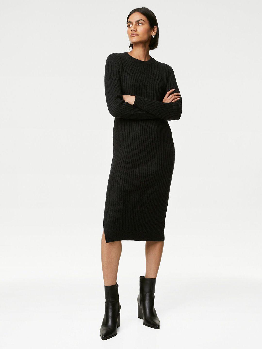 marks & spencer long sleeves jumper midi dress