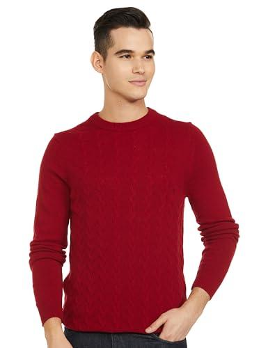 marks & spencer men's wool modern sweater (60565072002_red_s)