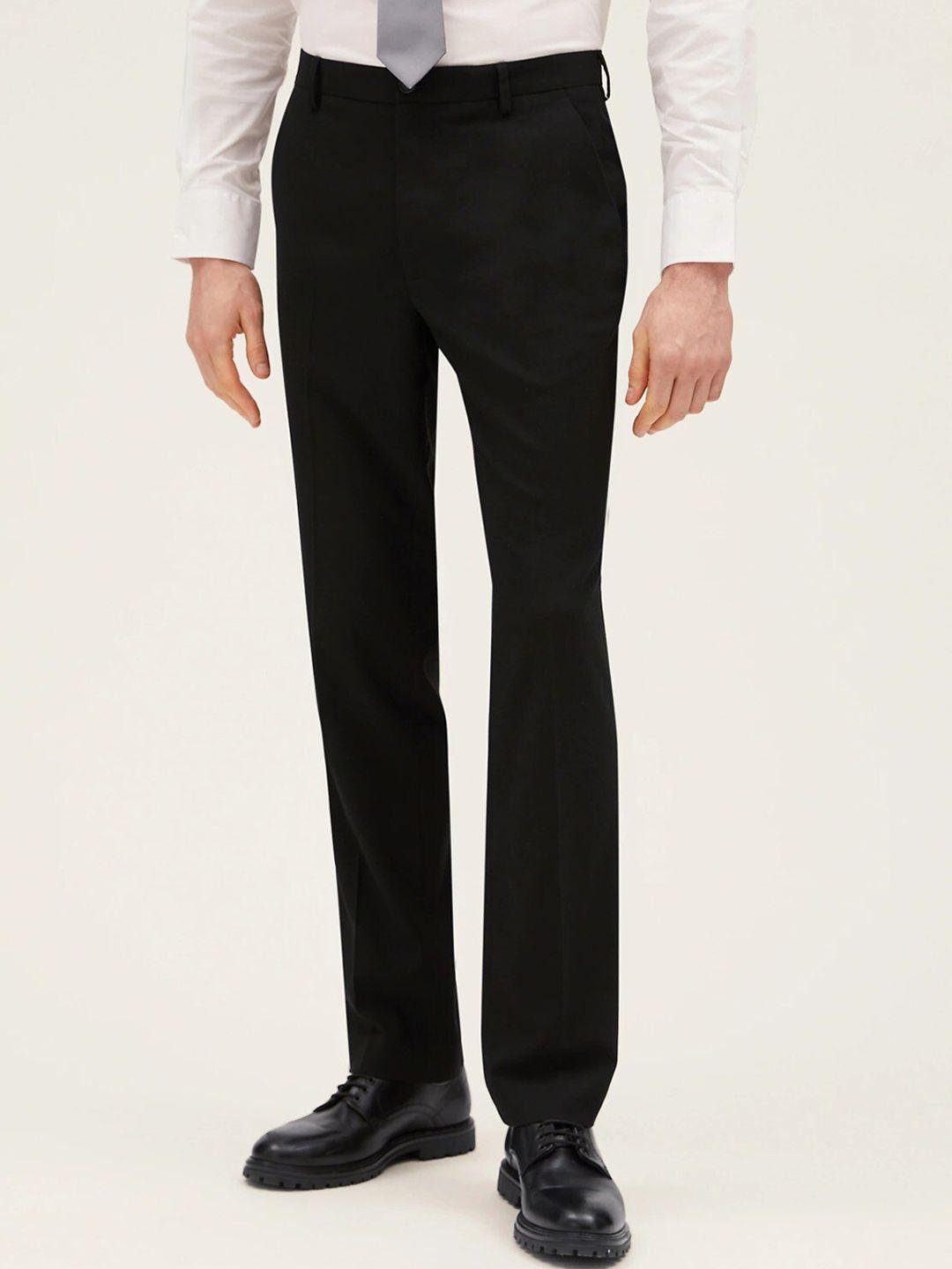 marks & spencer men black high-rise formal trouser