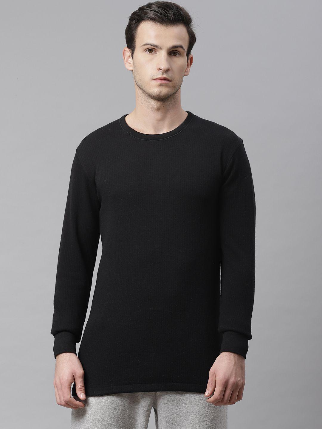 marks & spencer men black solid thermal t-shirt