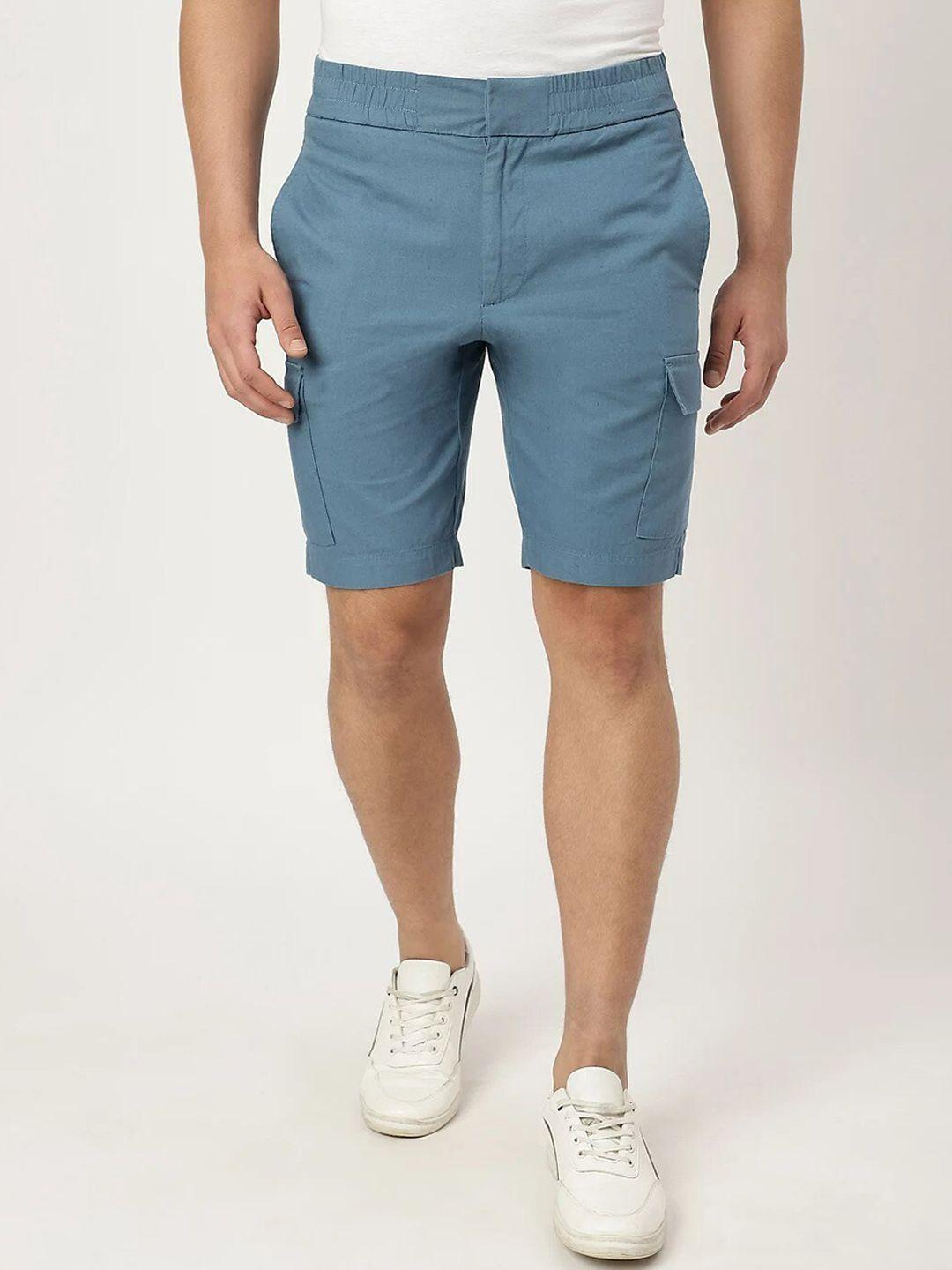 marks & spencer men blue high-rise cargo shorts