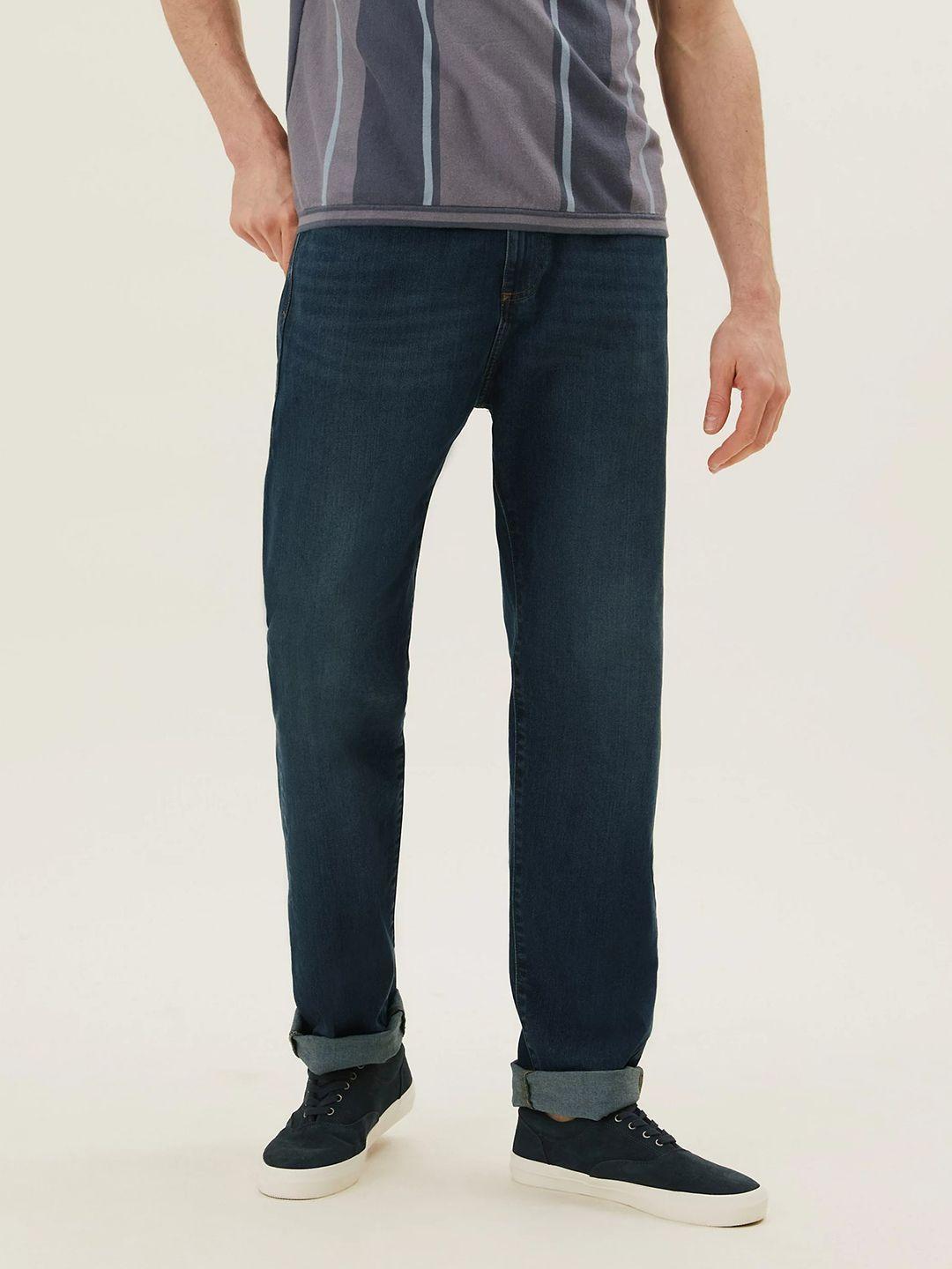 marks & spencer men blue high-rise clean look jeans