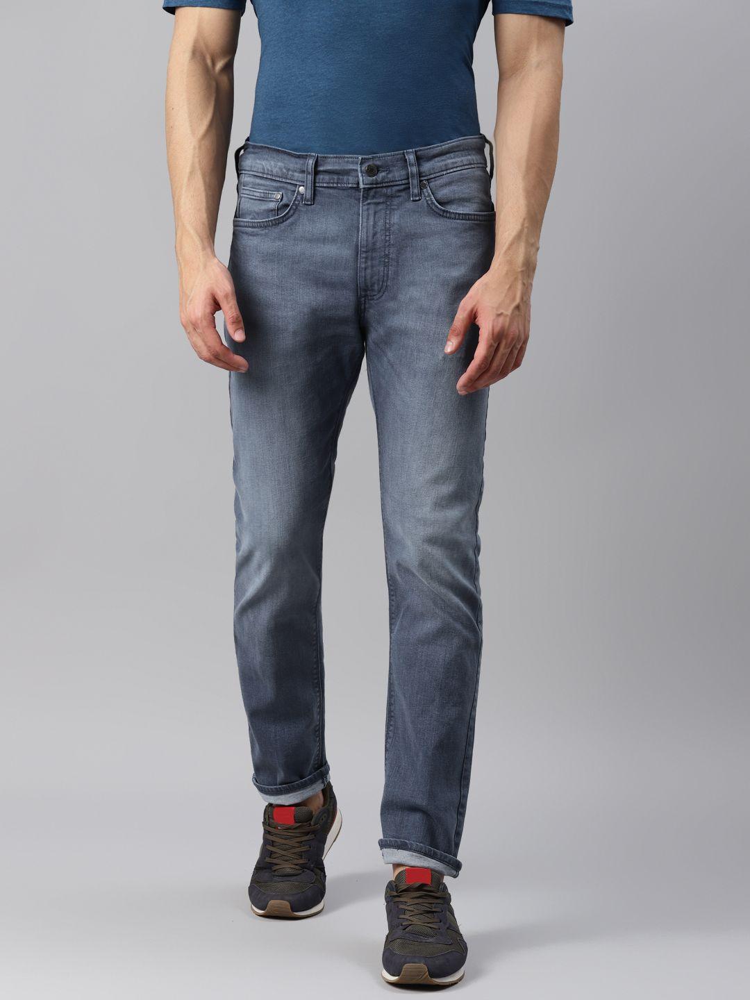 marks & spencer men blue slim fit light fade stretchable jeans