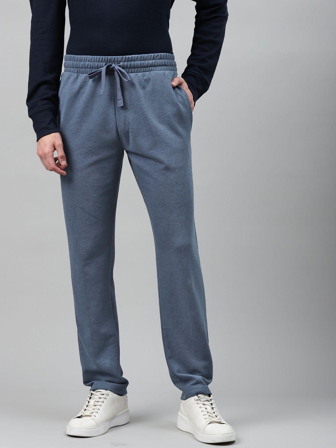 marks & spencer men blue solid track pants