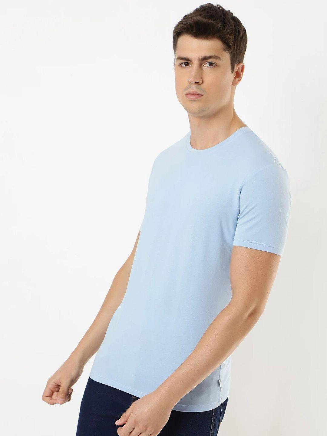 marks & spencer men blue v-neck raw edge t-shirt