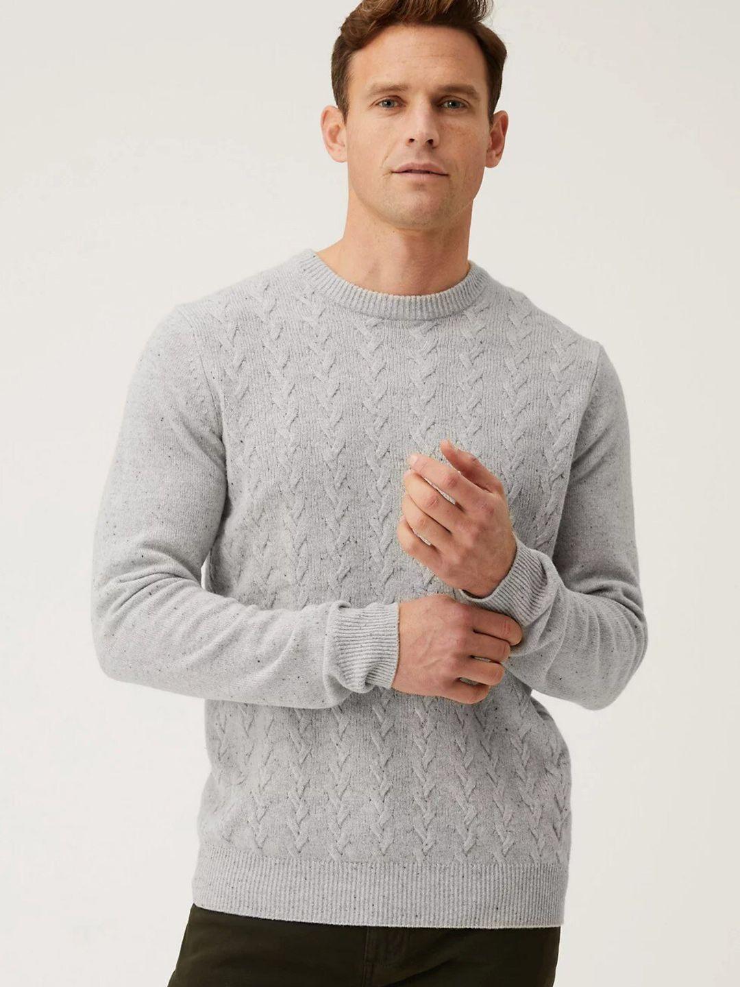 marks & spencer men cable knit wool pullover
