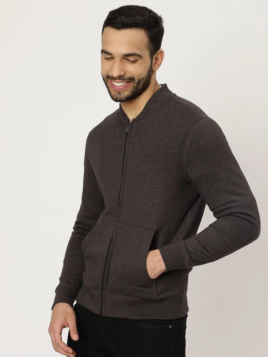 marks & spencer men charcoal front open sweatshirt