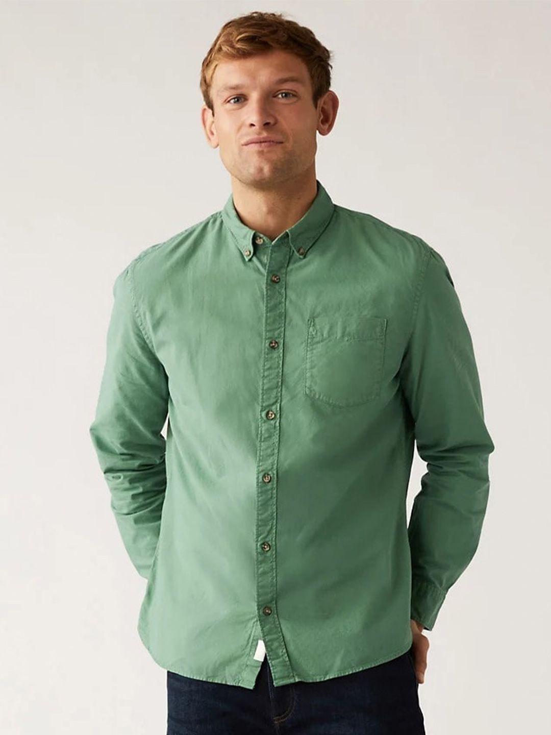 marks & spencer men faded casual pure cotton shirt