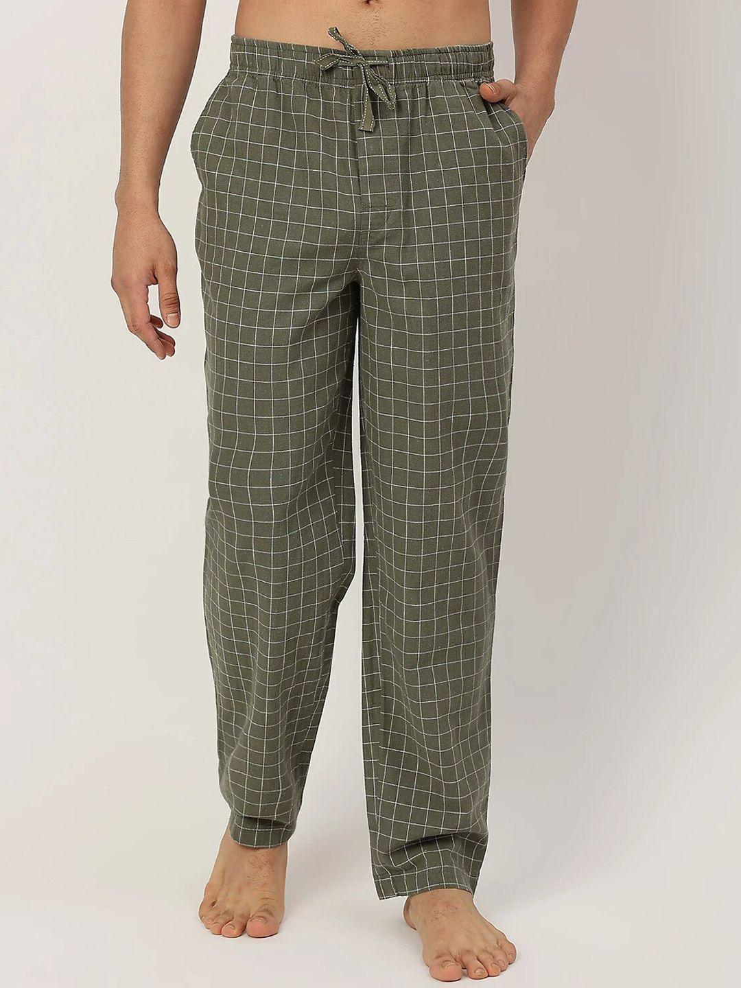 marks & spencer men green checked lounge pant