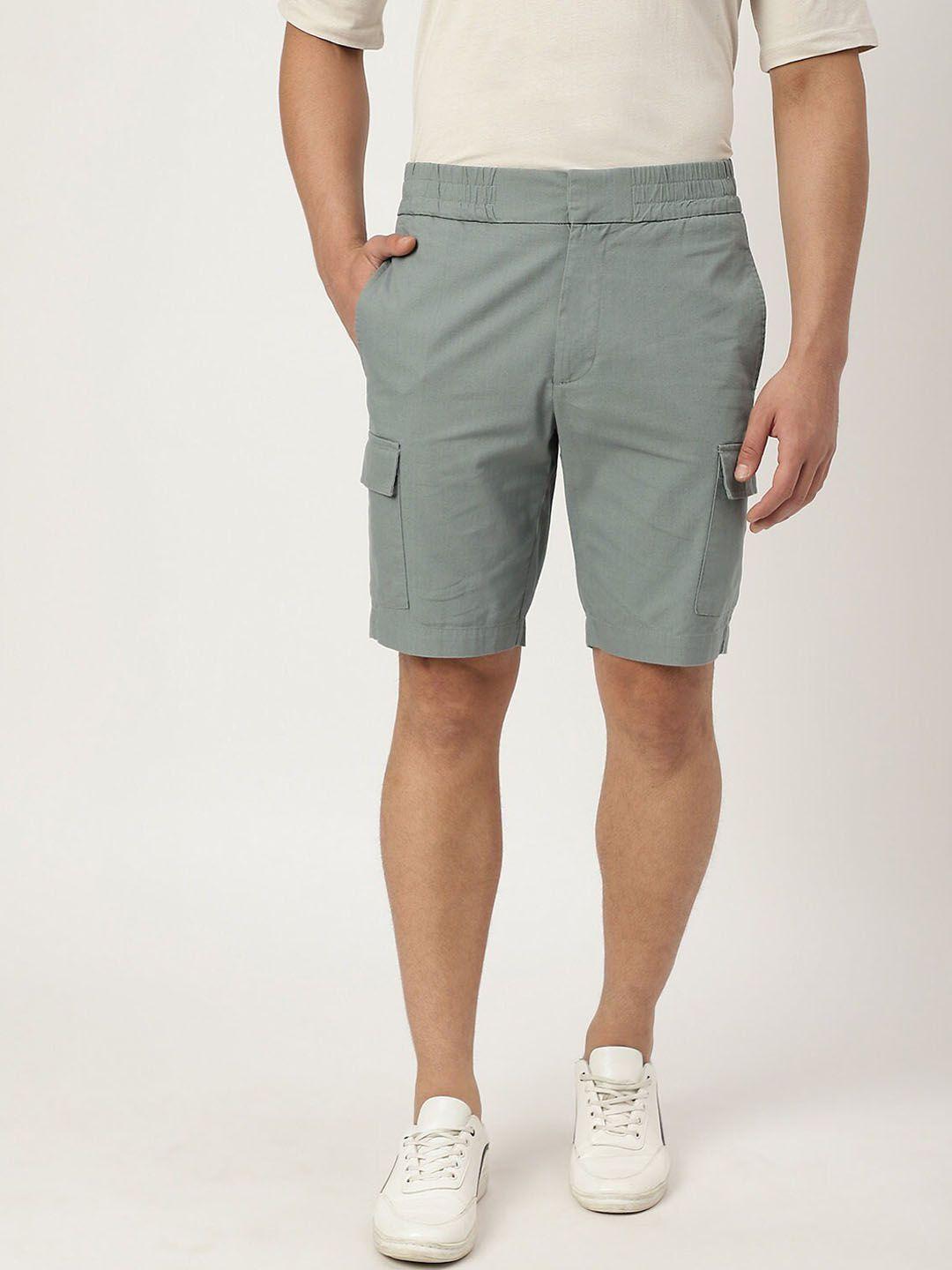 marks & spencer men green high-rise cargo shorts