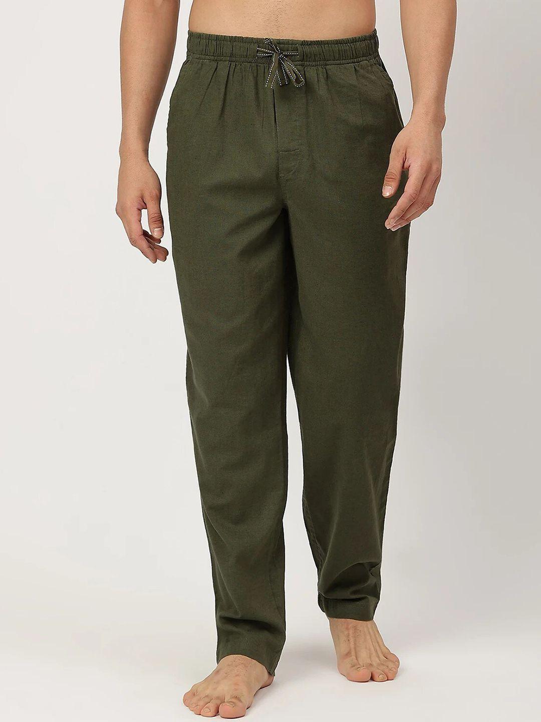 marks & spencer men green solid lounge pants