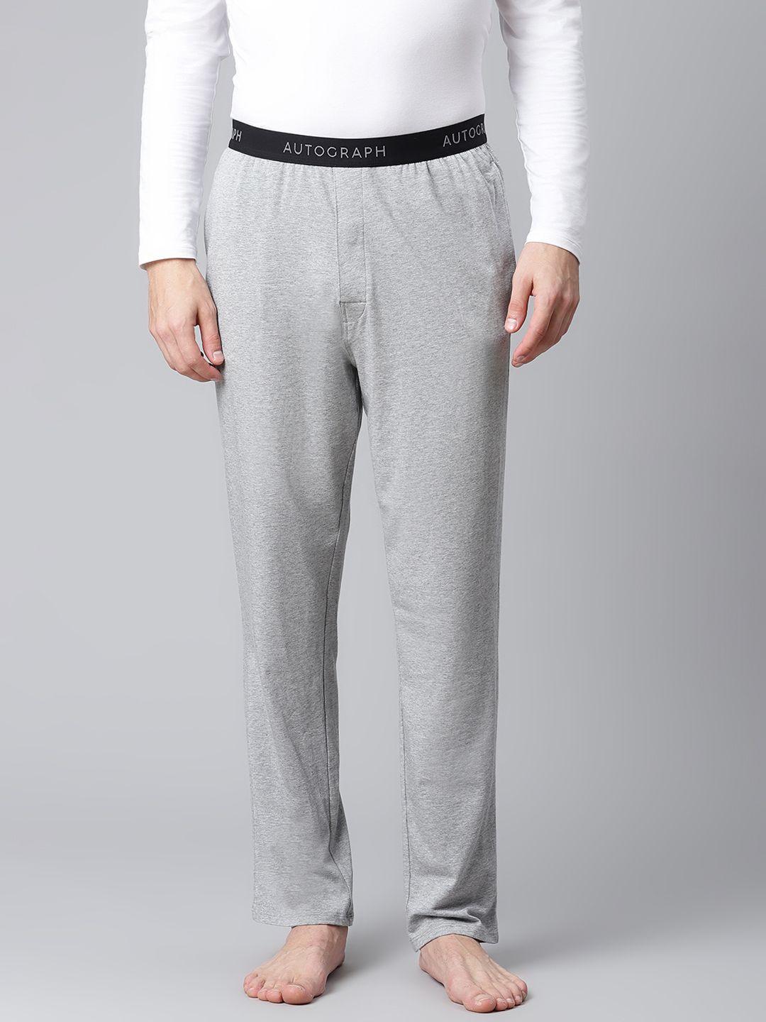 marks & spencer men grey melange solid lounge pants