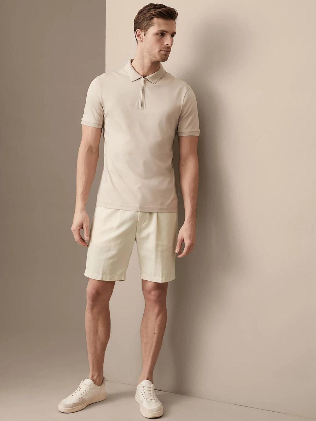 marks & spencer men mid-rise cotton linen shorts