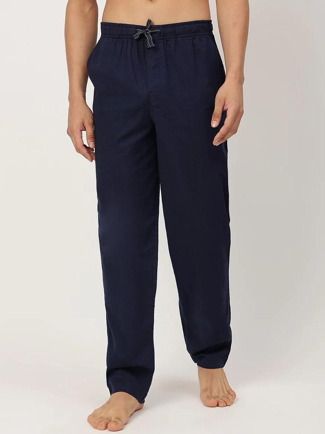 marks & spencer men navy blue solid lounge pants