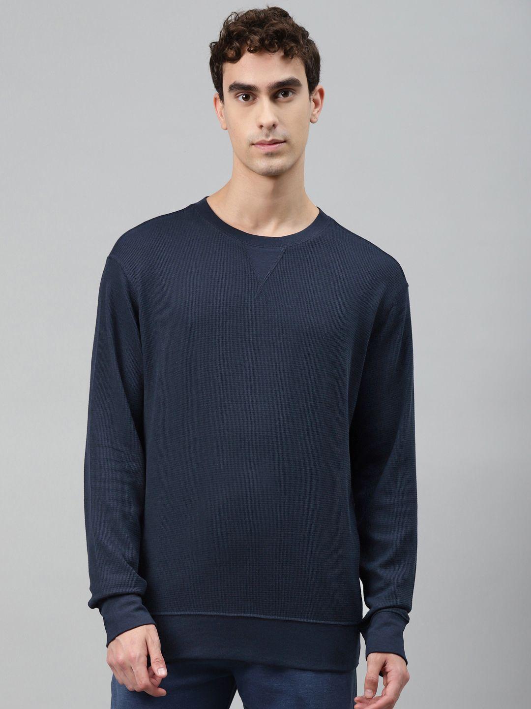 marks & spencer men navy blue solid sweatshirt