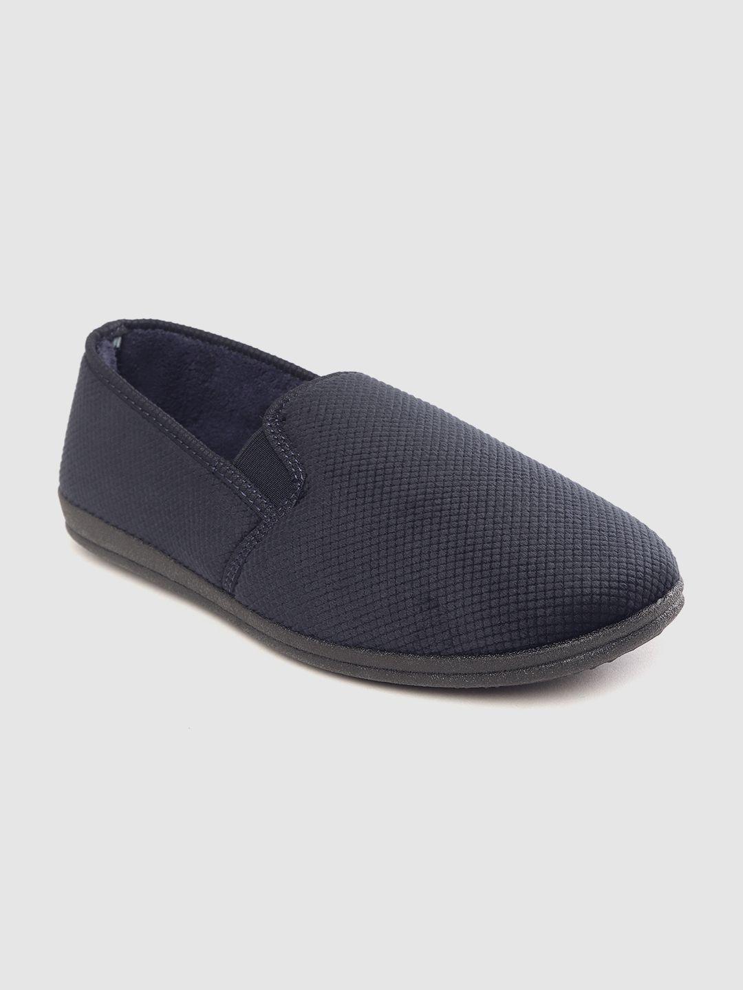 marks & spencer men navy blue solid thermowarmth moccasins