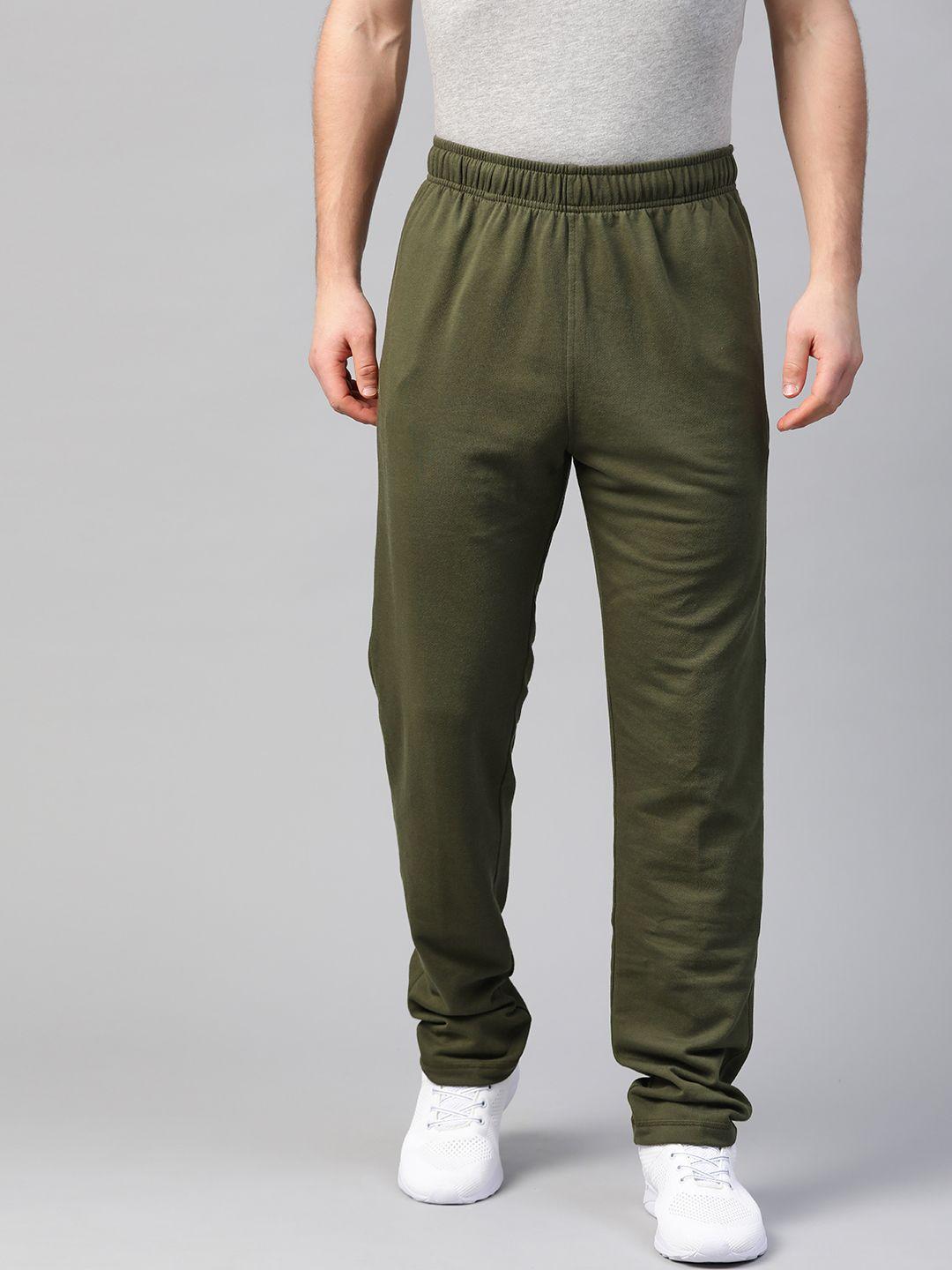 marks & spencer men olive green solid track pants