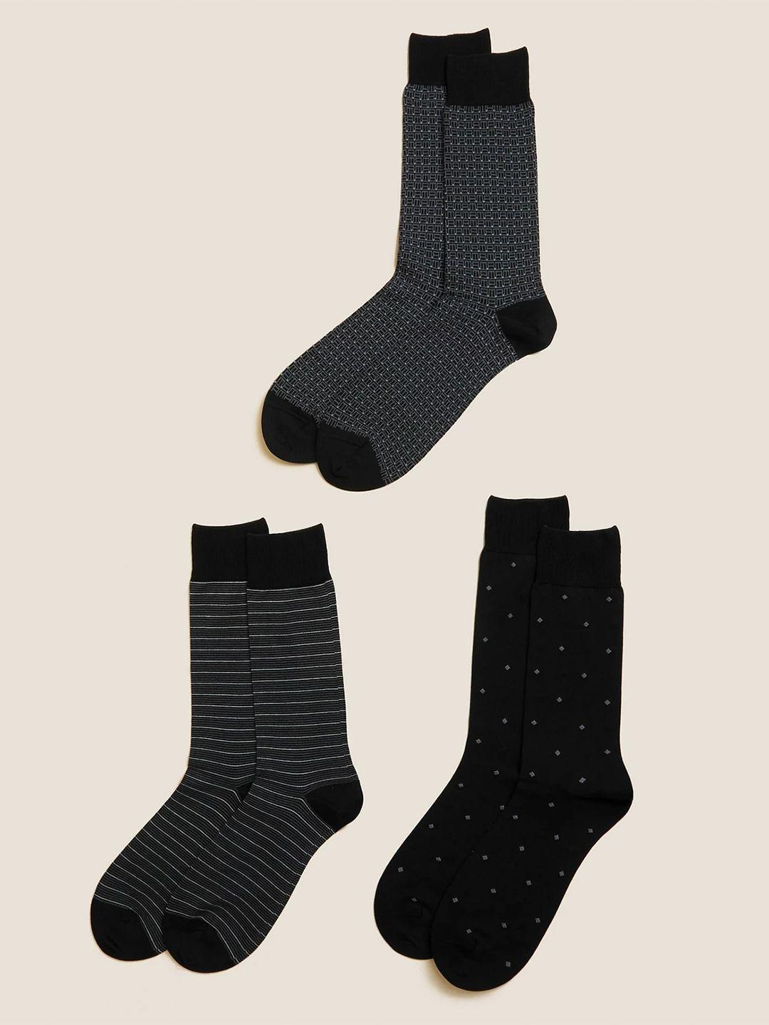 marks & spencer men pack of 3 patterned above ankle length socks