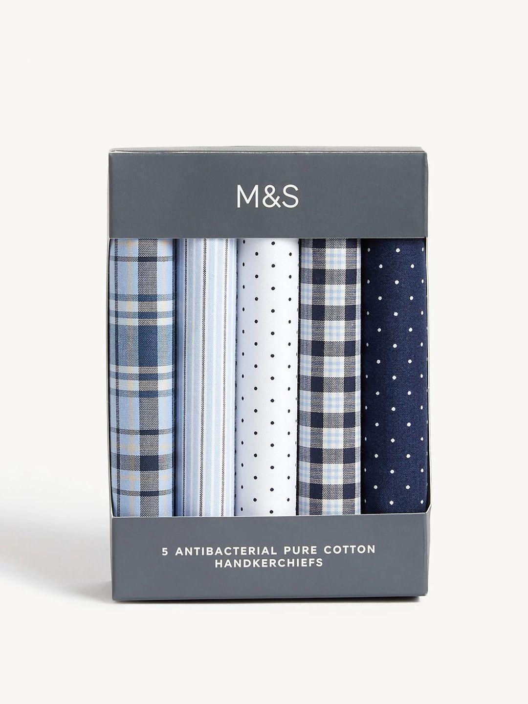 marks & spencer men pack of 5 printed pure cotton handkerchief