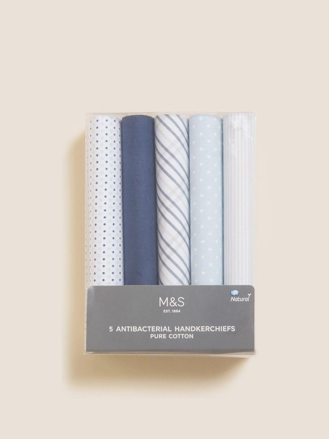 marks & spencer men pack of 5 printed pure cotton handkerchiefs