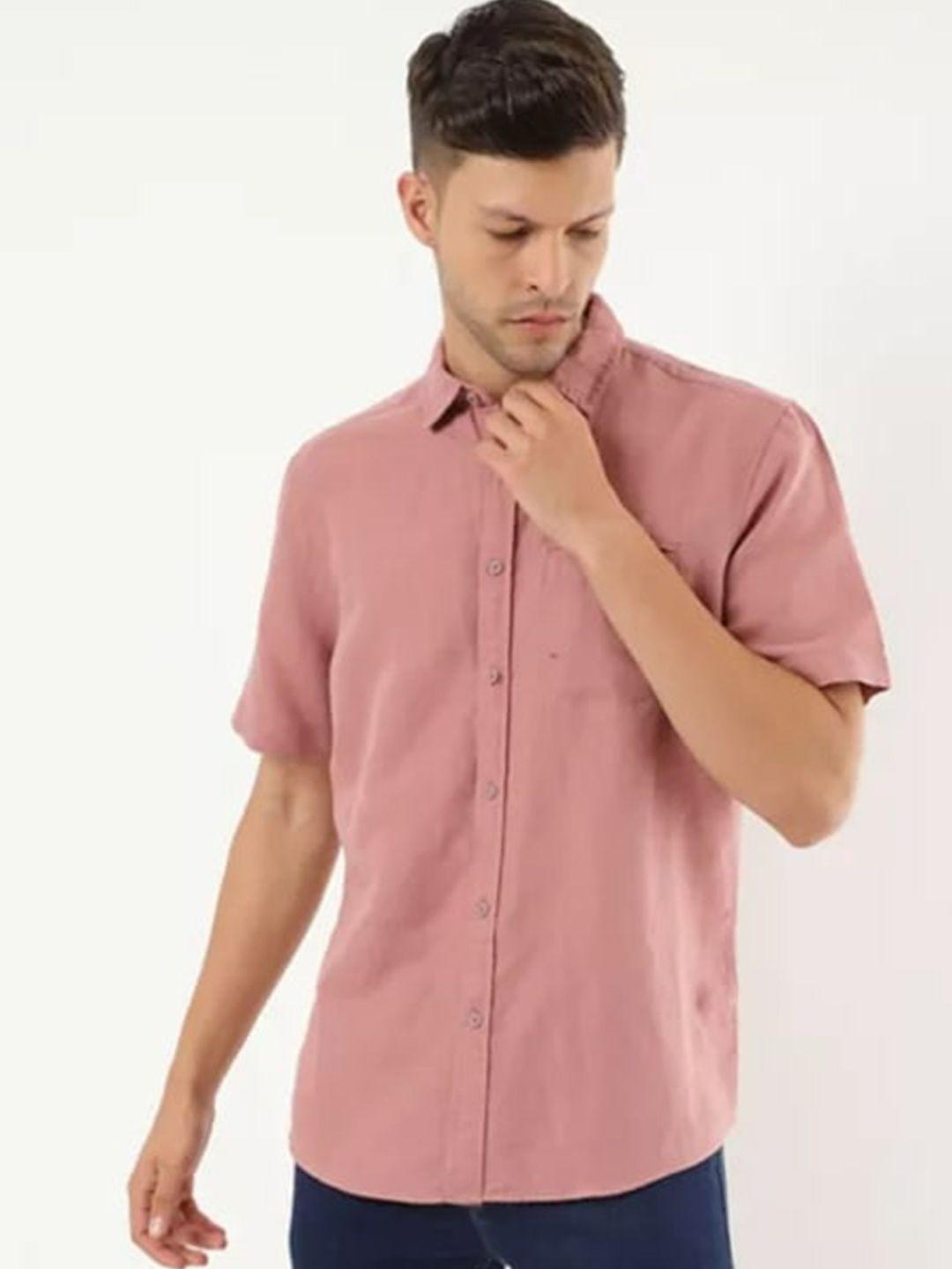 marks & spencer men pink casual shirt